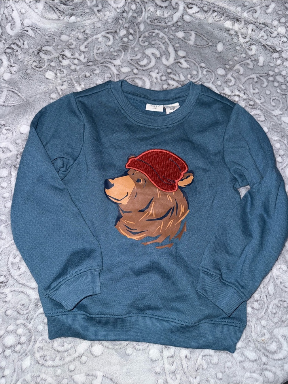 NWOT Aspen Kids Boys Bear Graphic Sweatshirt Blue Size 4T